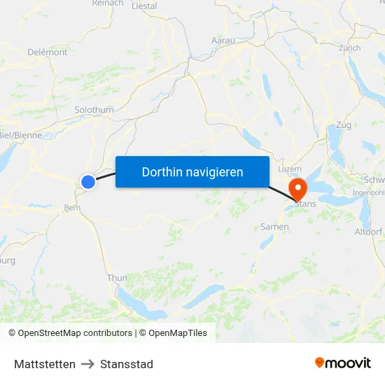 Mattstetten to Stansstad map