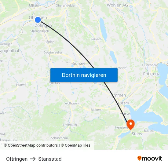 Oftringen to Stansstad map