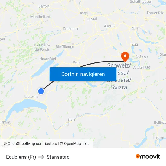 Ecublens (Fr) to Stansstad map