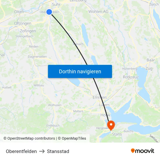 Oberentfelden to Stansstad map
