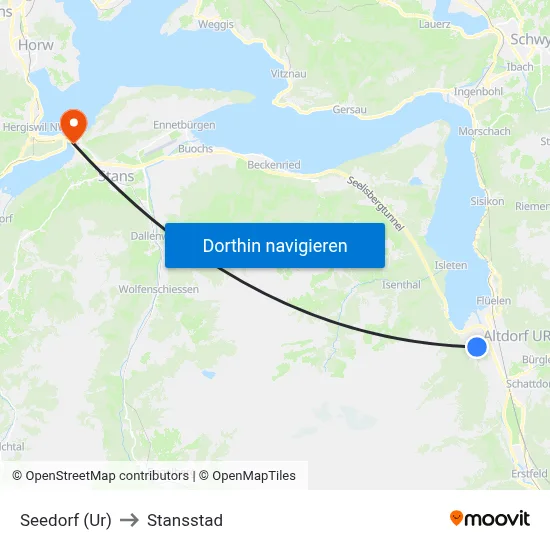 Seedorf (Ur) to Stansstad map