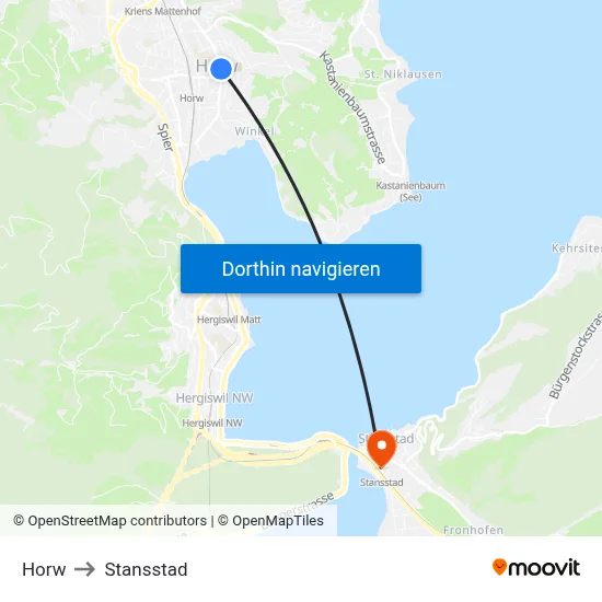 Horw to Stansstad map