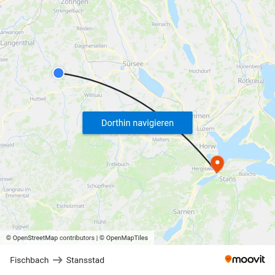 Fischbach to Stansstad map