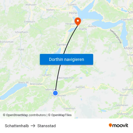 Schattenhalb to Stansstad map
