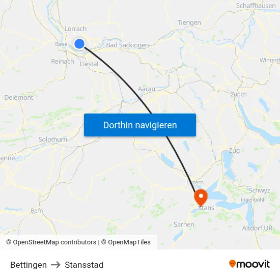Bettingen to Stansstad map