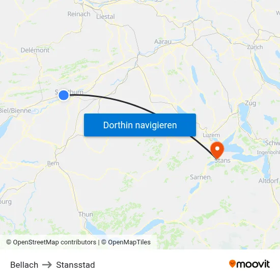 Bellach to Stansstad map