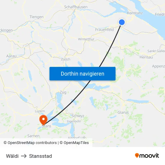 Wäldi to Stansstad map