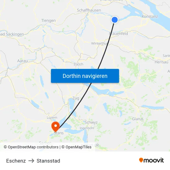Eschenz to Stansstad map