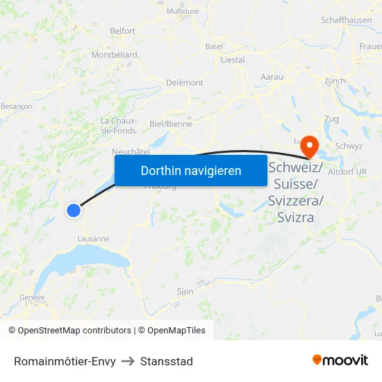Romainmôtier-Envy to Stansstad map