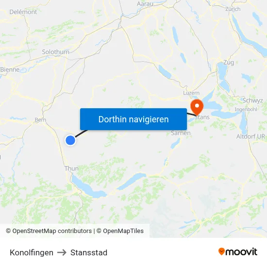 Konolfingen to Stansstad map
