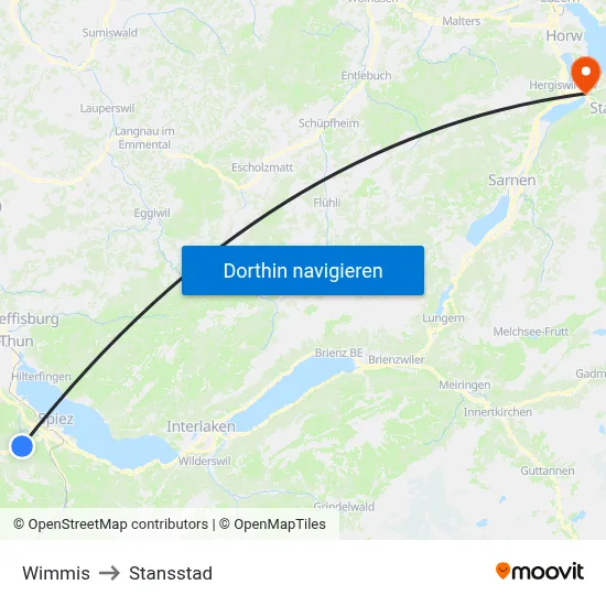 Wimmis to Stansstad map