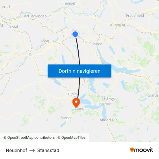 Neuenhof to Stansstad map