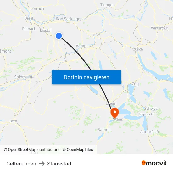 Gelterkinden to Stansstad map