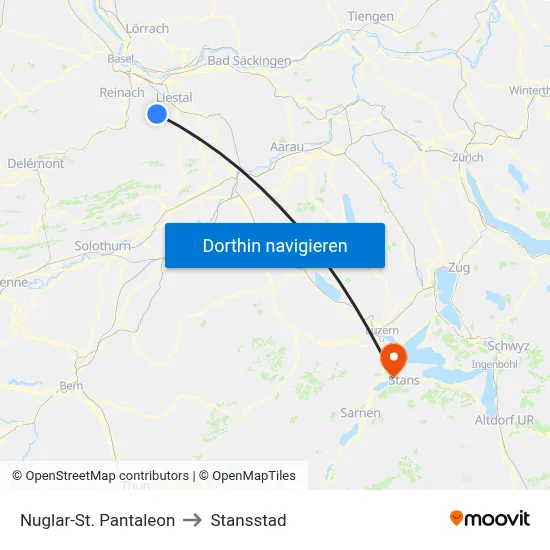 Nuglar-St. Pantaleon to Stansstad map