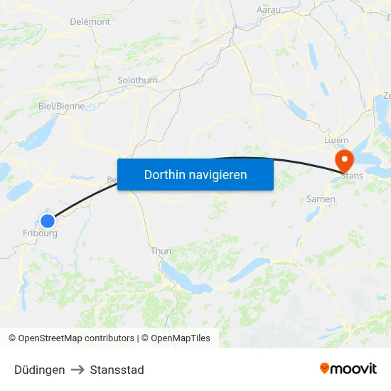 Düdingen to Stansstad map