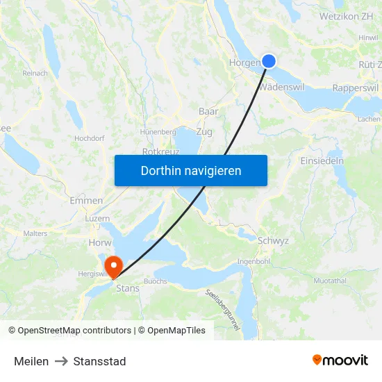 Meilen to Stansstad map
