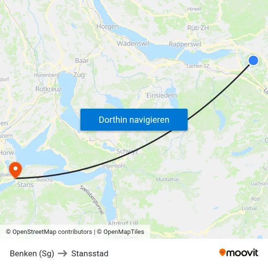 Benken (Sg) to Stansstad map