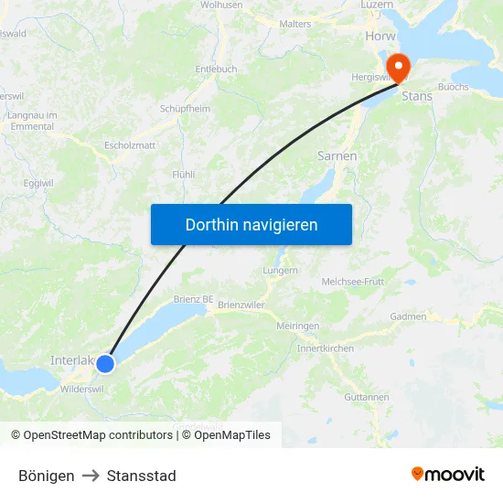 Bönigen to Stansstad map
