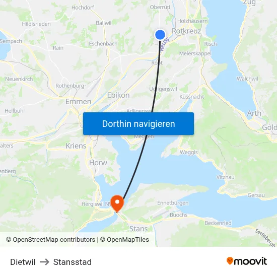 Dietwil to Stansstad map