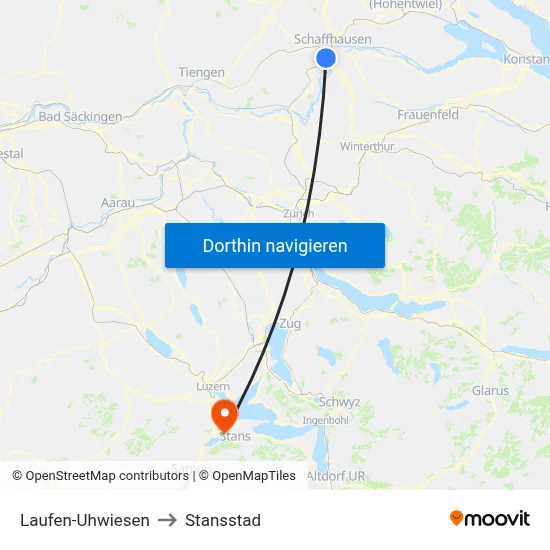 Laufen-Uhwiesen to Stansstad map