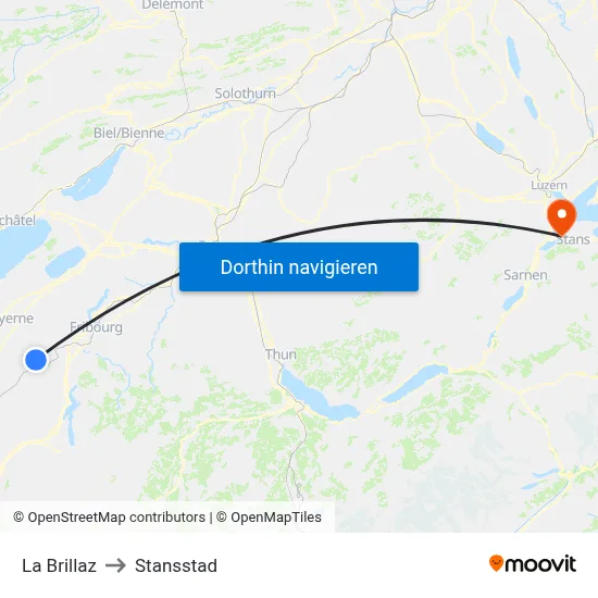 La Brillaz to Stansstad map