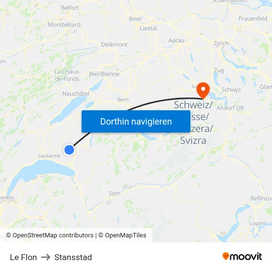 Le Flon to Stansstad map