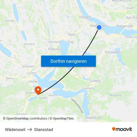 Wädenswil to Stansstad map