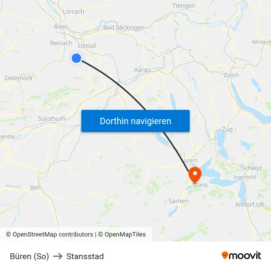 Büren (So) to Stansstad map