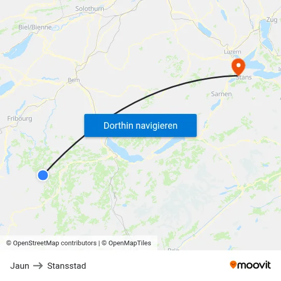 Jaun to Stansstad map