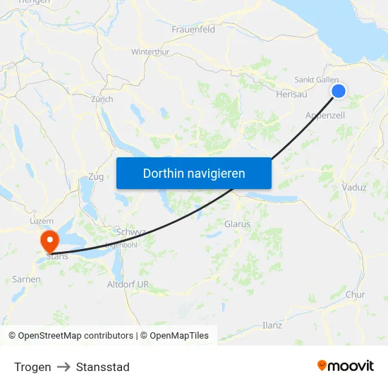 Trogen to Stansstad map