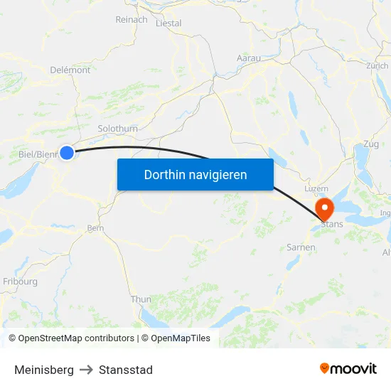 Meinisberg to Stansstad map