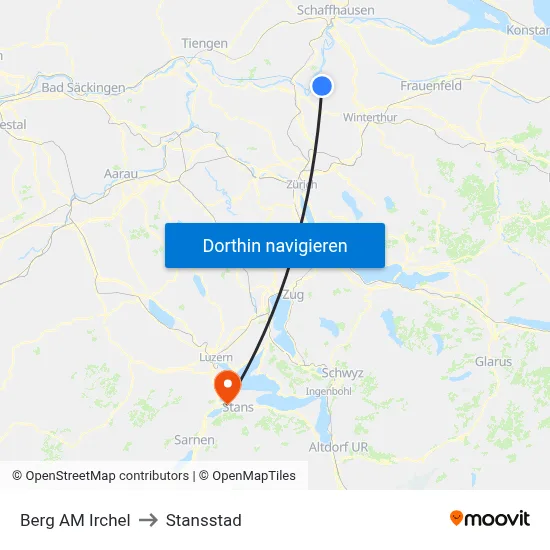 Berg AM Irchel to Stansstad map