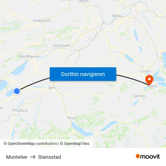 Muntelier to Stansstad map