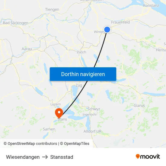 Wiesendangen to Stansstad map