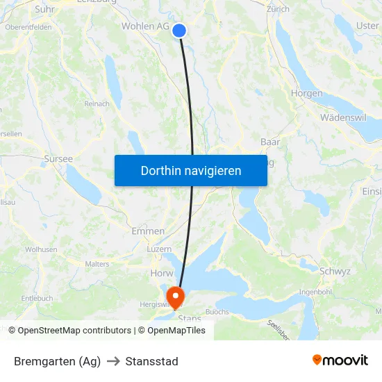 Bremgarten (Ag) to Stansstad map