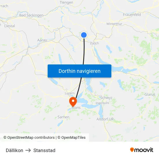 Dällikon to Stansstad map