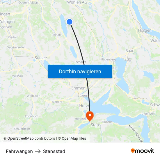 Fahrwangen to Stansstad map