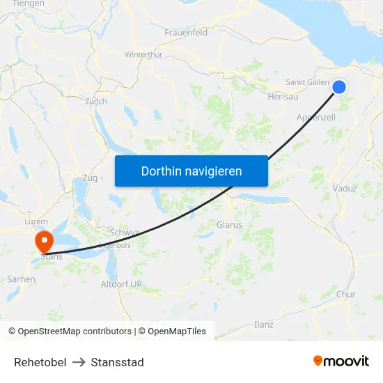 Rehetobel to Stansstad map