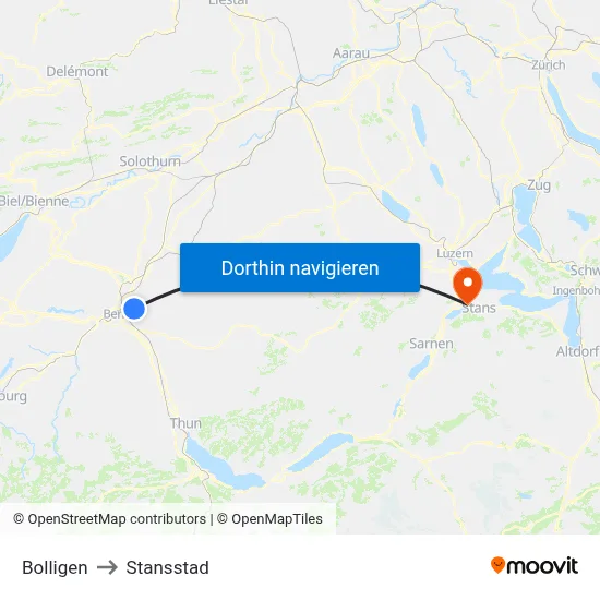 Bolligen to Stansstad map