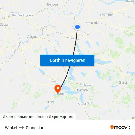 Winkel to Stansstad map
