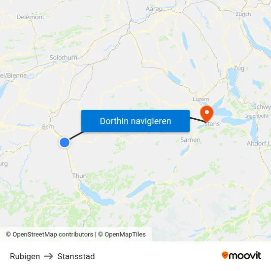 Rubigen to Stansstad map