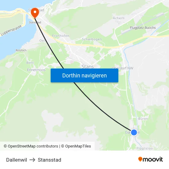 Dallenwil to Stansstad map