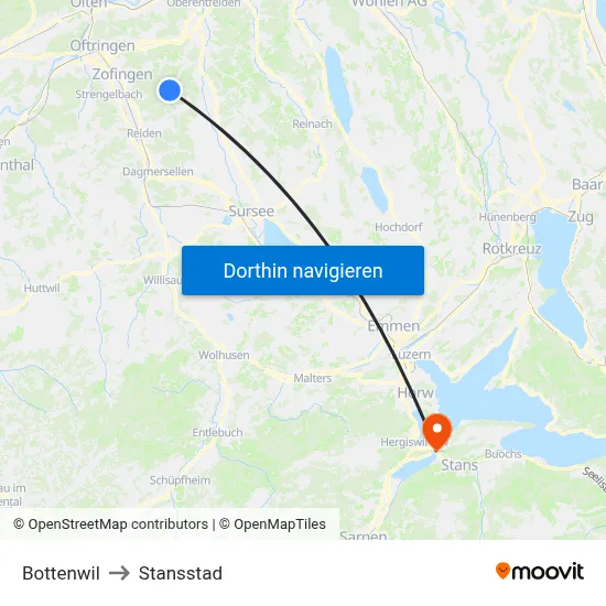 Bottenwil to Stansstad map