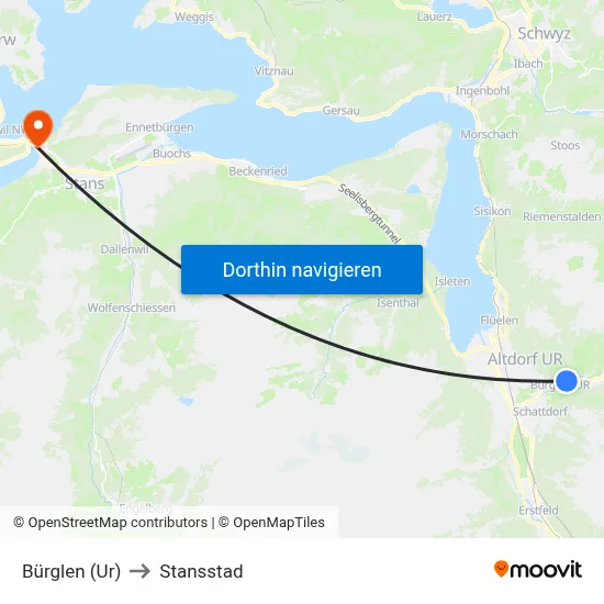 Bürglen (Ur) to Stansstad map