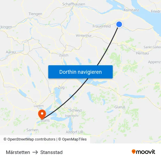Märstetten to Stansstad map
