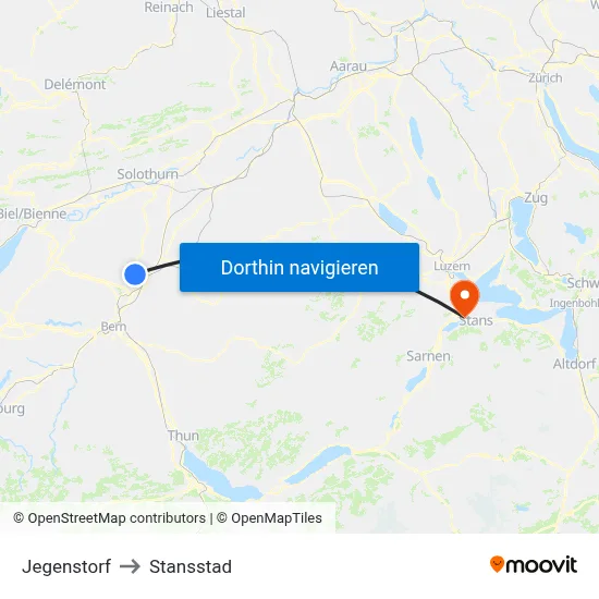 Jegenstorf to Stansstad map
