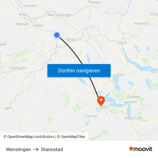 Wenslingen to Stansstad map