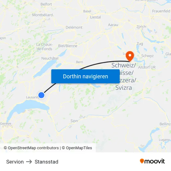 Servion to Stansstad map