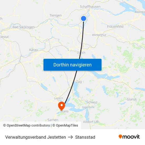 Verwaltungsverband Jestetten to Stansstad map