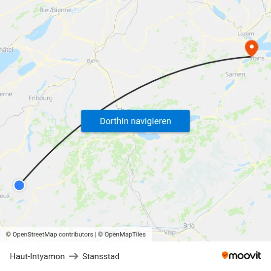 Haut-Intyamon to Stansstad map